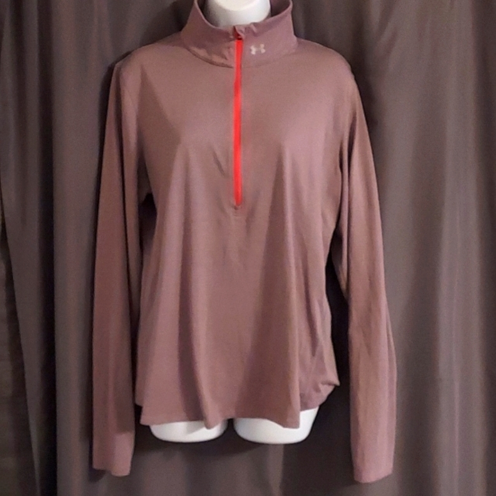 Under Armour Women's Top in Mauve with Red Zipper